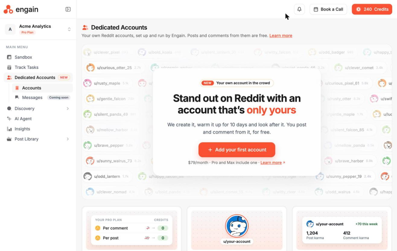 The Dedicated Accounts page before you add an account