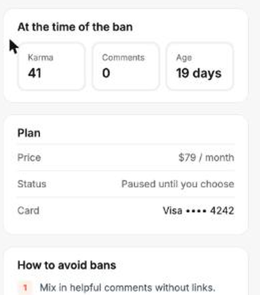At the time of the ban, your plan, and tips to avoid bans